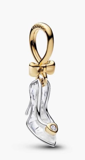 Gold and crystal Disney-themed shoe charm for jewelry lovers.