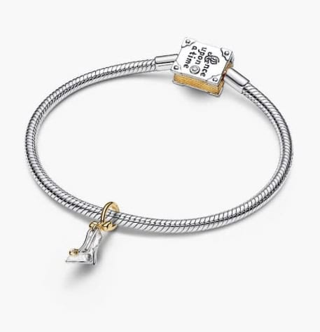 Elegant Disney charm bracelet with zodiac tag and crystal pendant for Disney fans.
