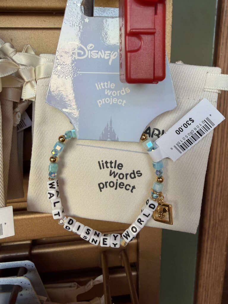 Colorful Disney-themed bead necklace with "Disney" and "Walt" letter beads, perfect for Disney fans.