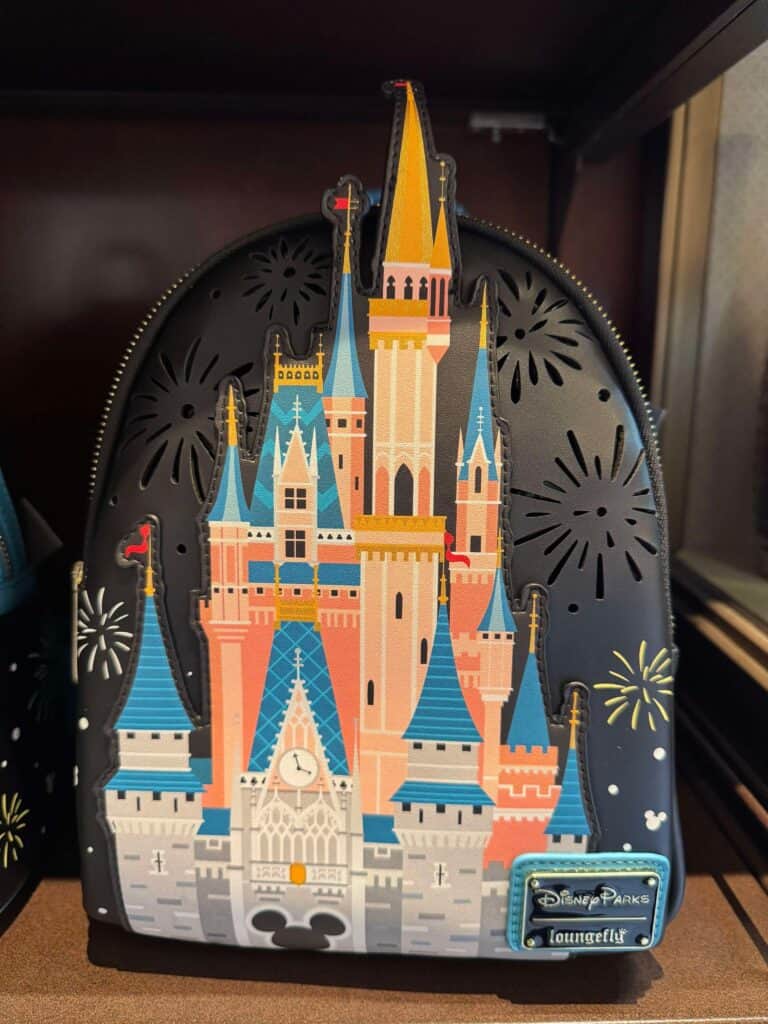 Colorful Disney castle-themed backpack for fans and visitors. Perfect for Disney park accessories or everyday use.