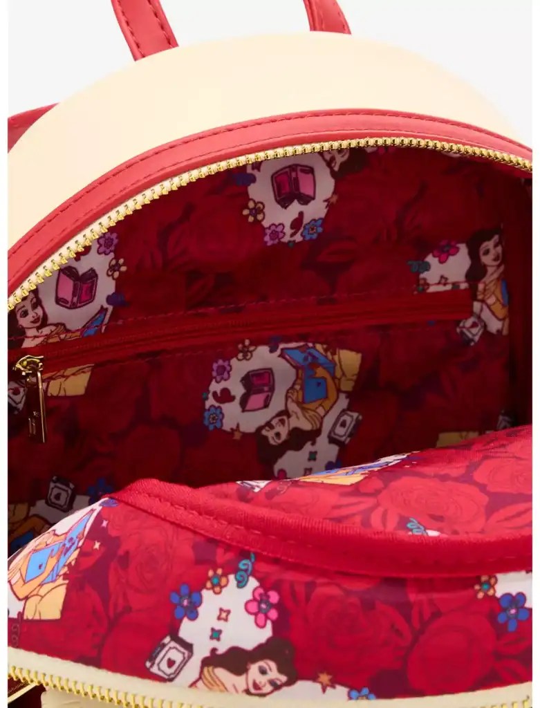 Disney Princess backpack with vibrant character print and floral accents. Perfect for kids and Disne.