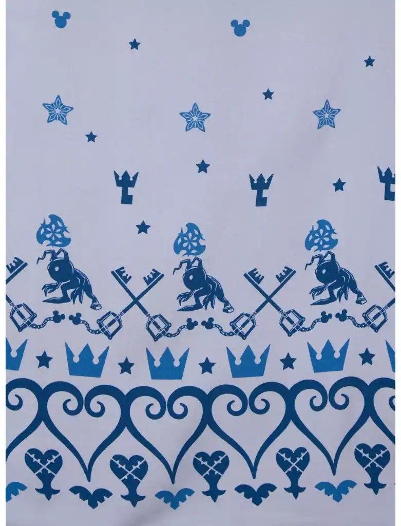 Festive Mickey Mouse holiday design with stars and hearts.