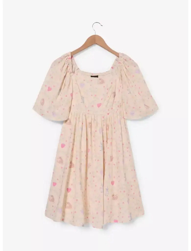 Patterned dress with puff sleeves, perfect for Disney fashion enthusiasts.