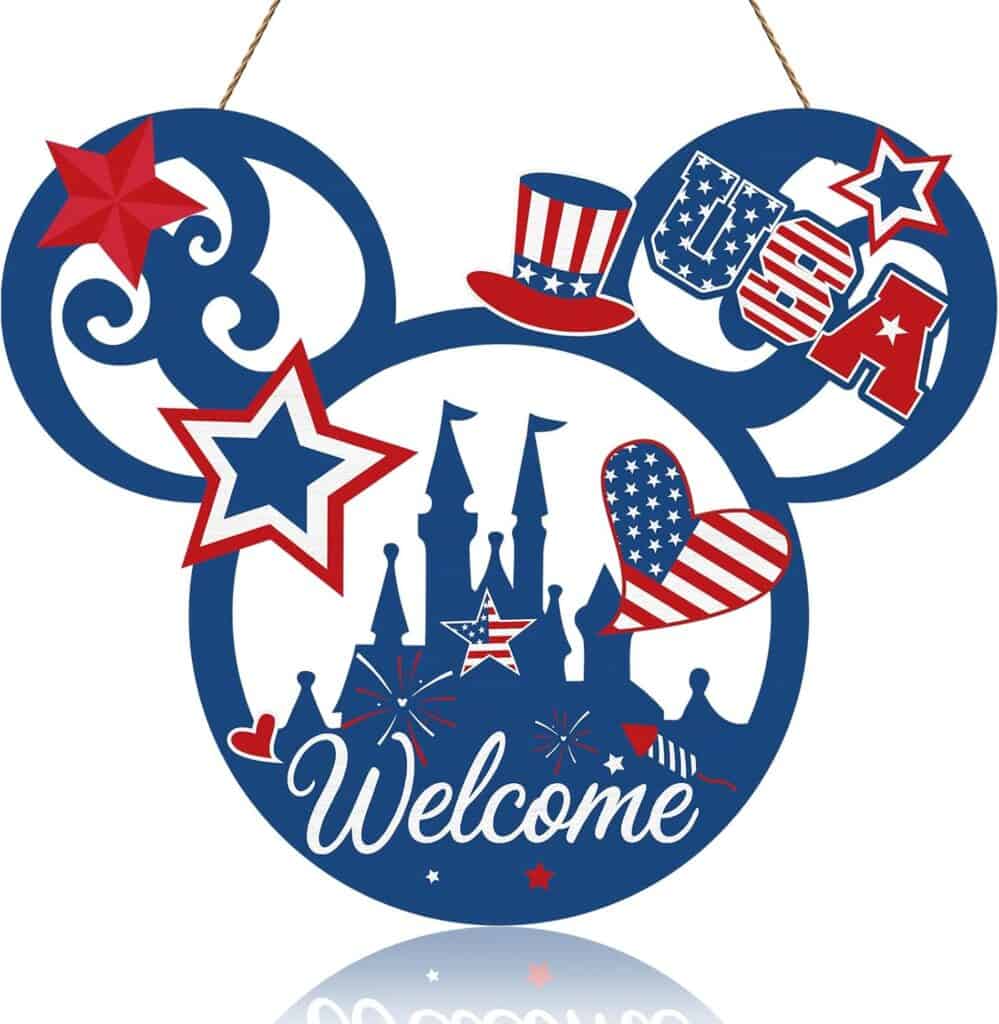 Festive St. Patrick's Day Mickey Mouse ears with patriotic red, white, and blue design.