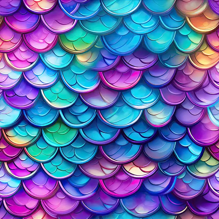Vibrant rainbow mermaid scale pattern with colorful overlapping scales.