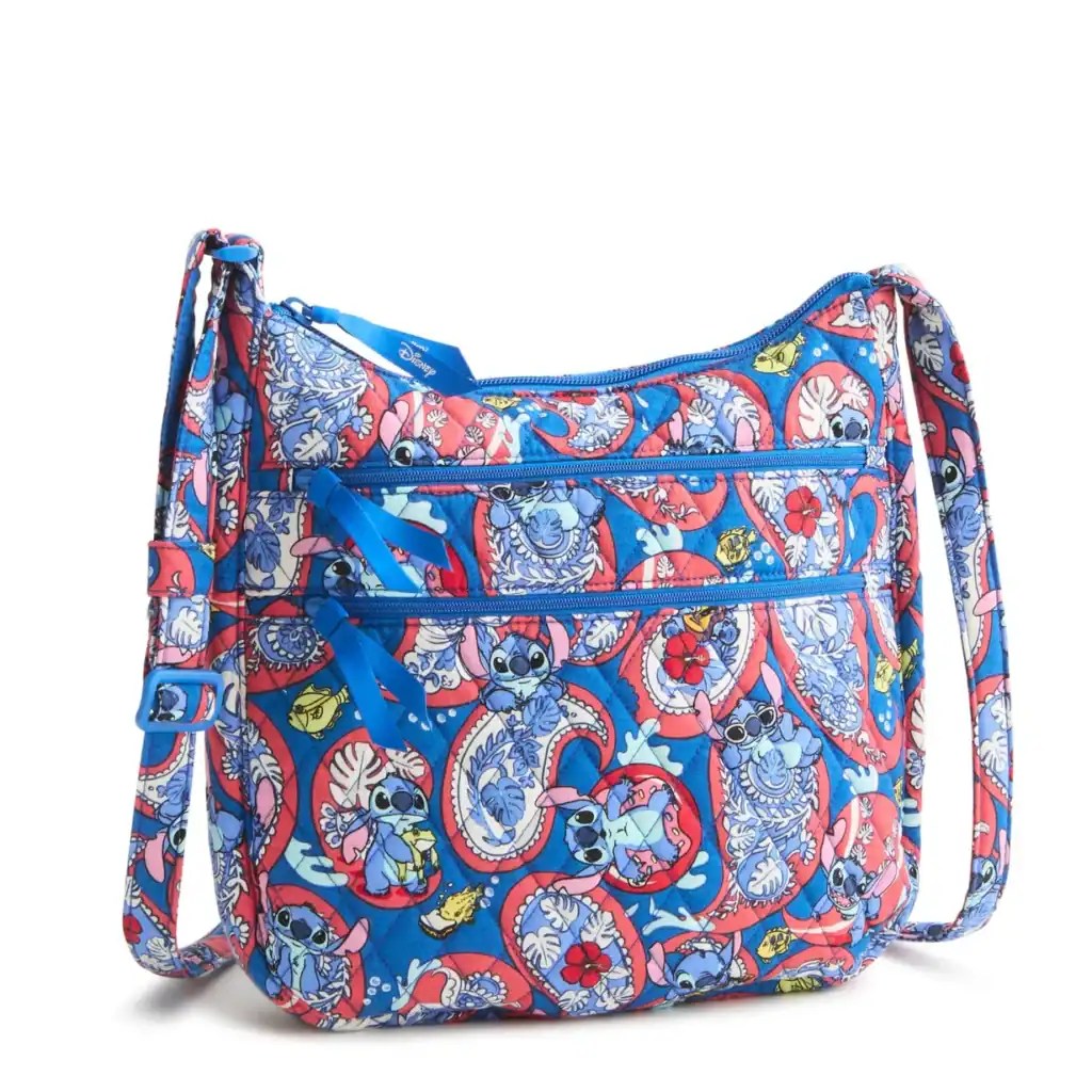 Colorful Stitch Disney crossbody bag with multiple pockets and adjustable strap.