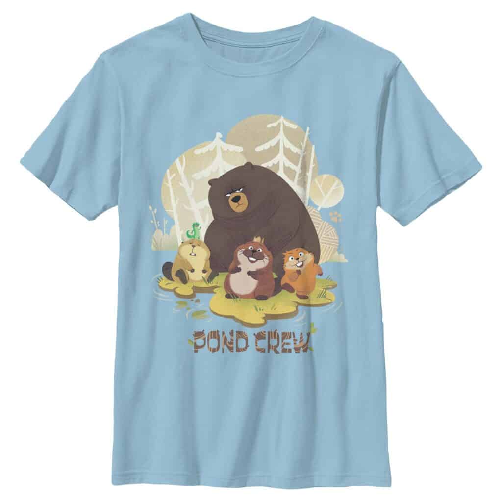 Disney Pond Creek themed T-shirt with bear and animal characters.