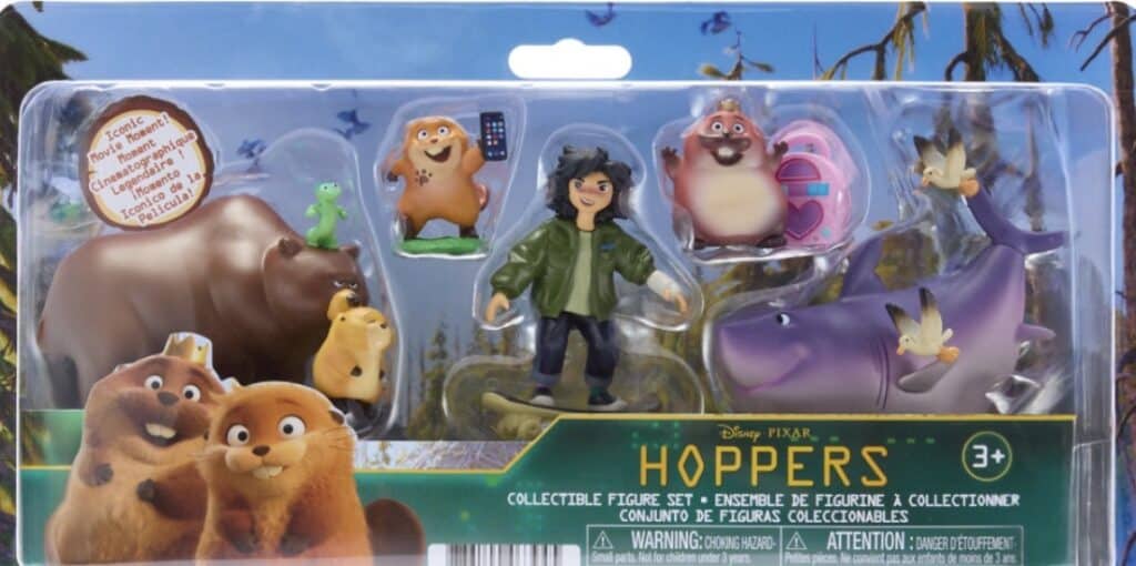 Disney Pixar Hoppers collectible toy set with characters from the movie.