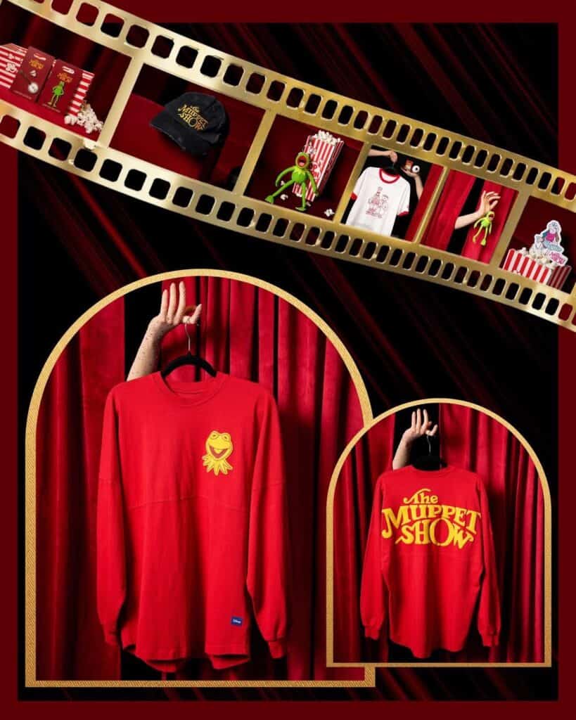 Red Disney Muppet Show sweatshirt with yellow logo and design.