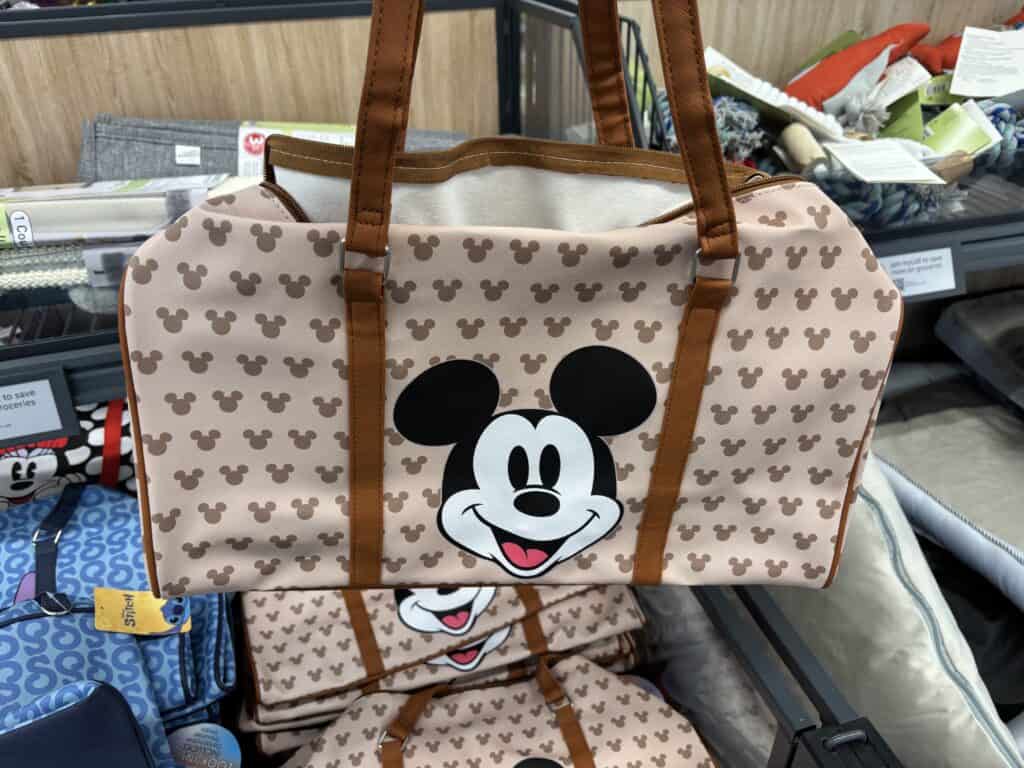 Mickey Mouse duffel bag featuring classic Disney character design, perfect for travel, gym, or every.