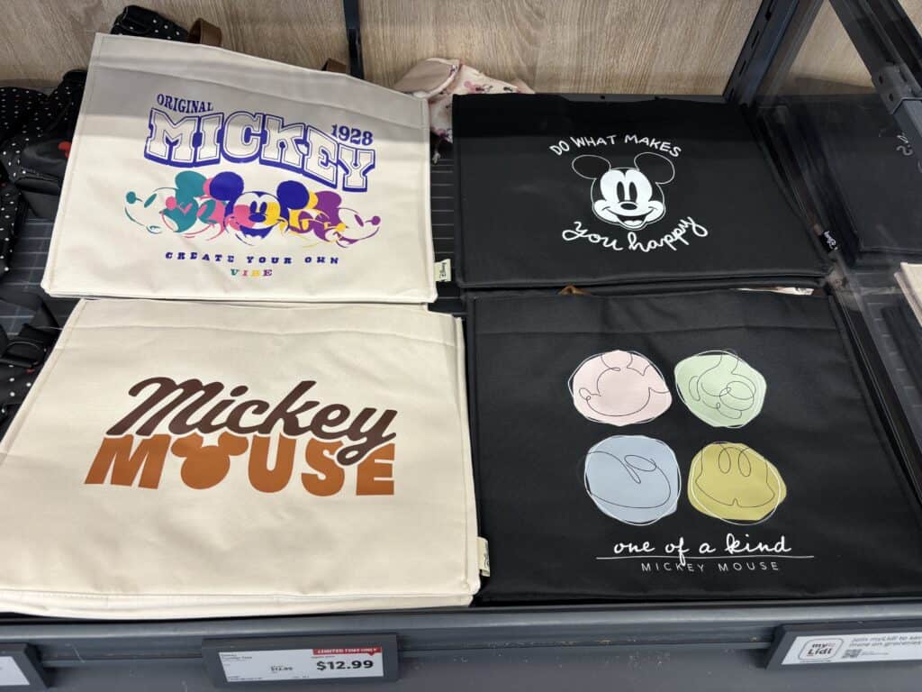 Mickey Mouse tote bags featuring classic and modern designs for Disney fans.