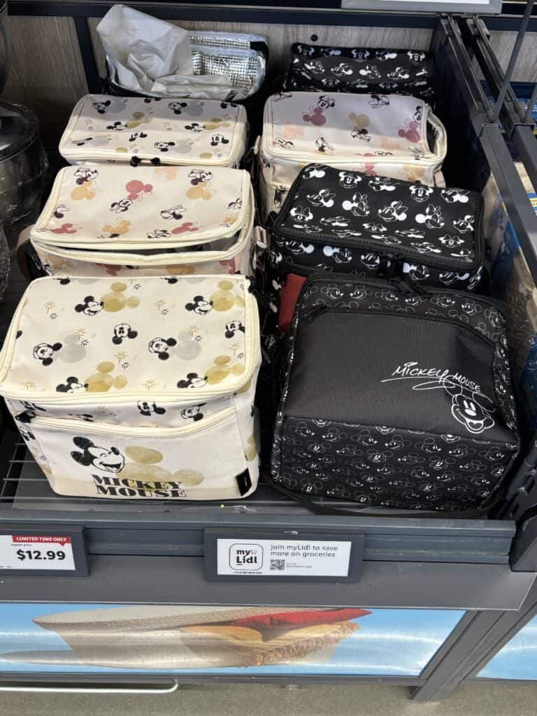 Mickey Mouse lunch bags with classic Disney character prints in various colors. Perfect for kids and.