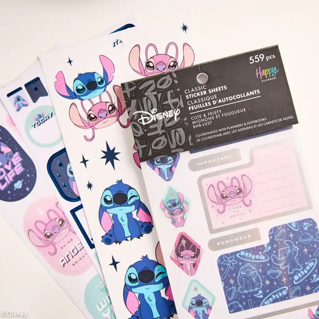 Disney Stitch sticker sheets for planners and notebooks.
