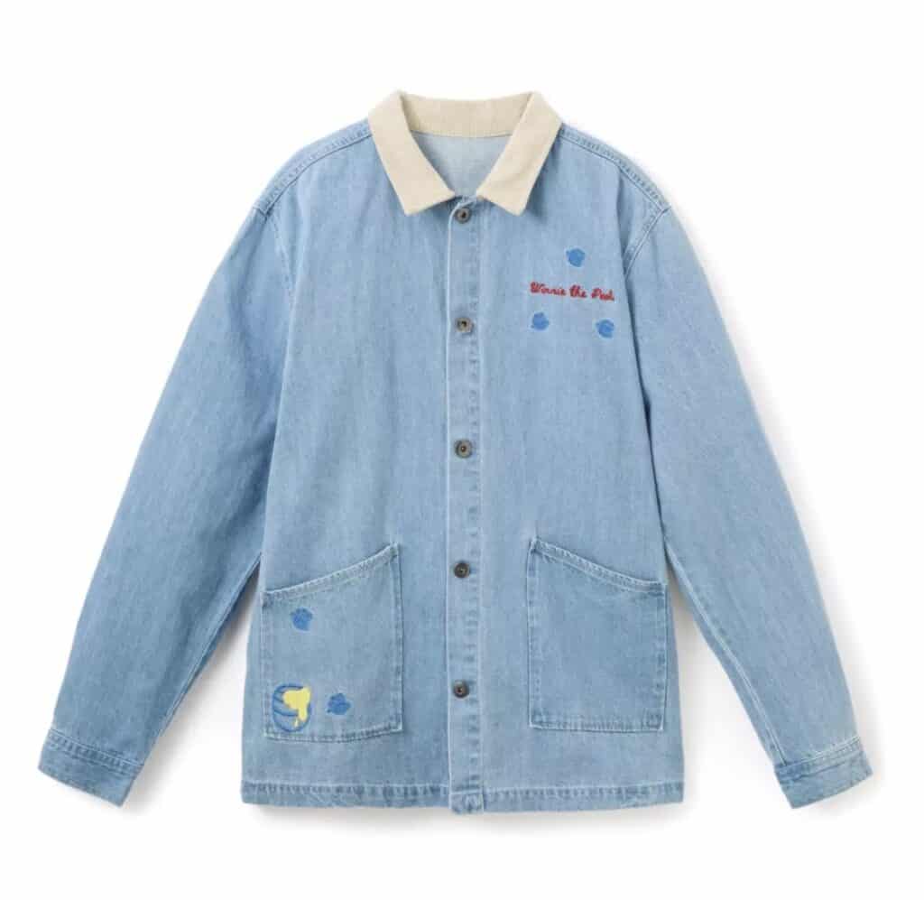 Kids denim jacket with Disney-inspired patches and embroidery, casual and stylish.