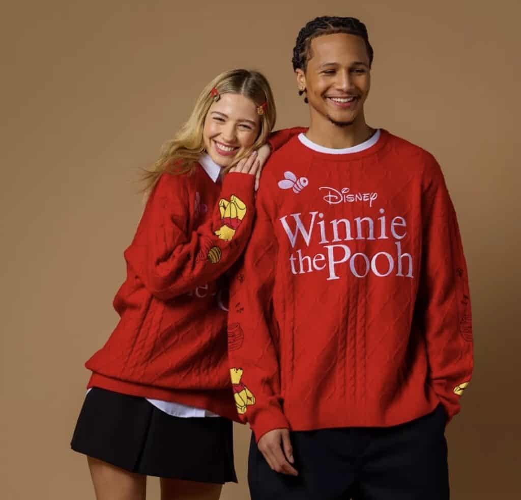 Cute Winnie the Pooh themed Disney sweaters for women and men.