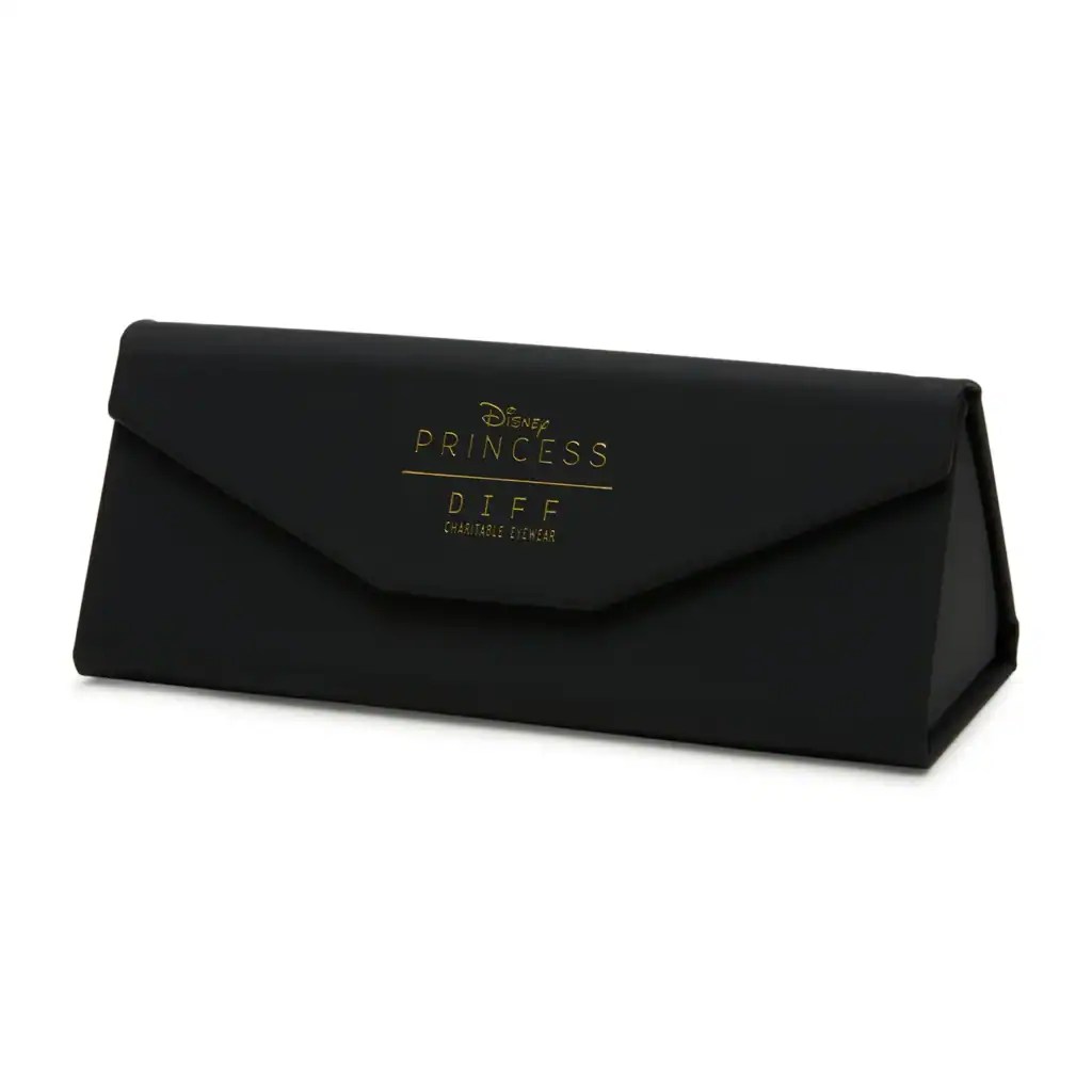Black Disney Princess DIFF cosmetic case with gold logo, stylish and functional.