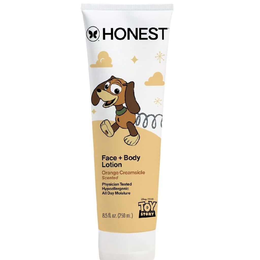 Honest Disney Toy Story face and body lotion with Buzz Lightyear design, gentle and moisturizing for.