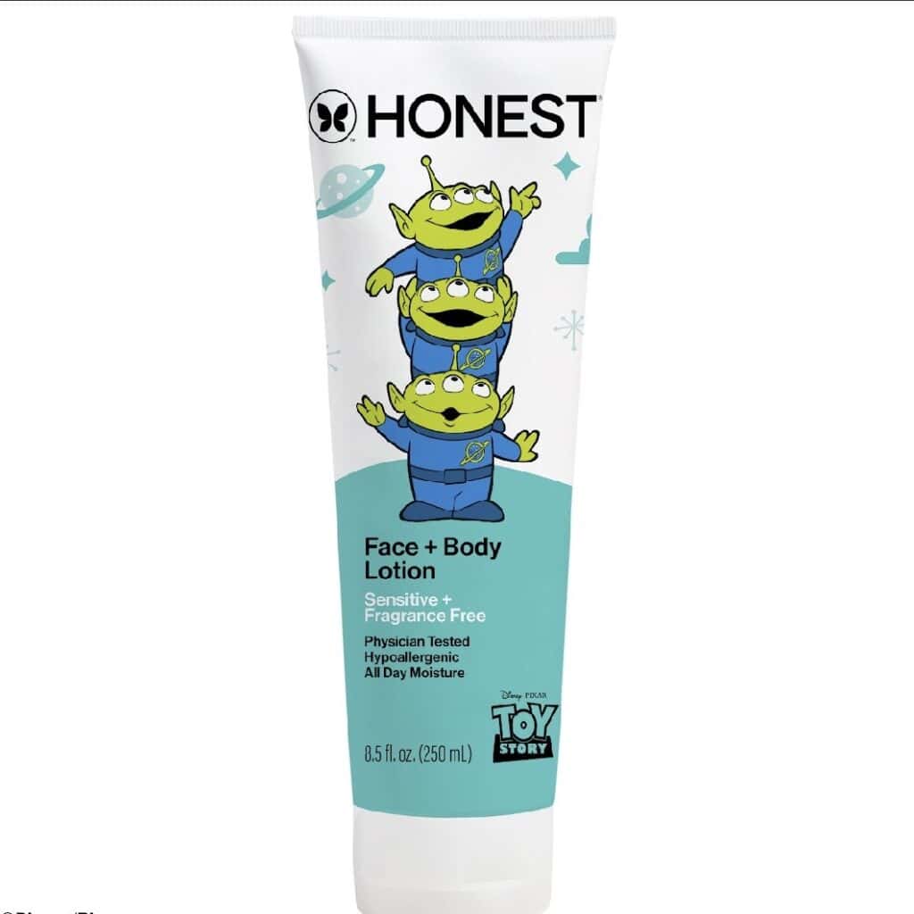 Toy Story Alien face and body lotion for sensitive skin, fragrance-free, 8.5 oz.