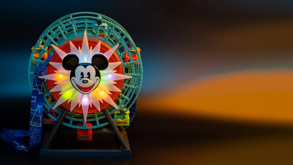 Iconic Mickey Mouse themed Ferris wheel at Disney California Adventure Park.