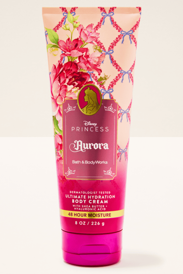 Aurora Bath & Body Works body cream with floral design and hydrating formula.