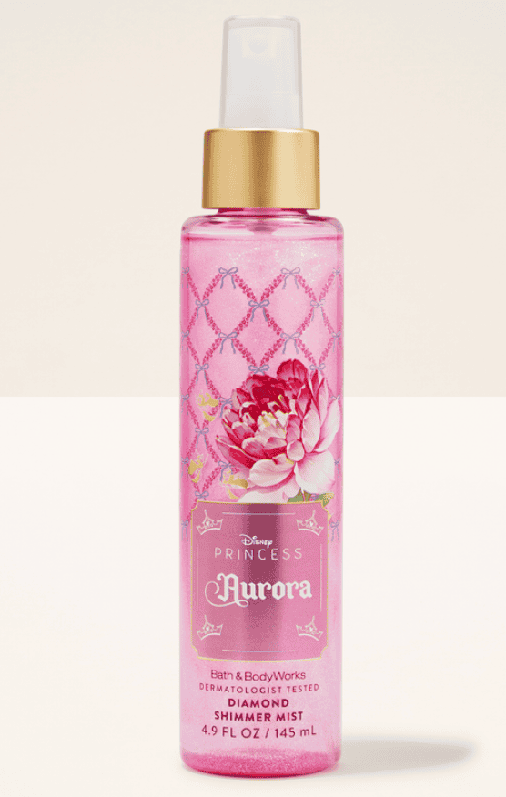 Aurora Disney Princess shimmer mist with floral design and pink color.