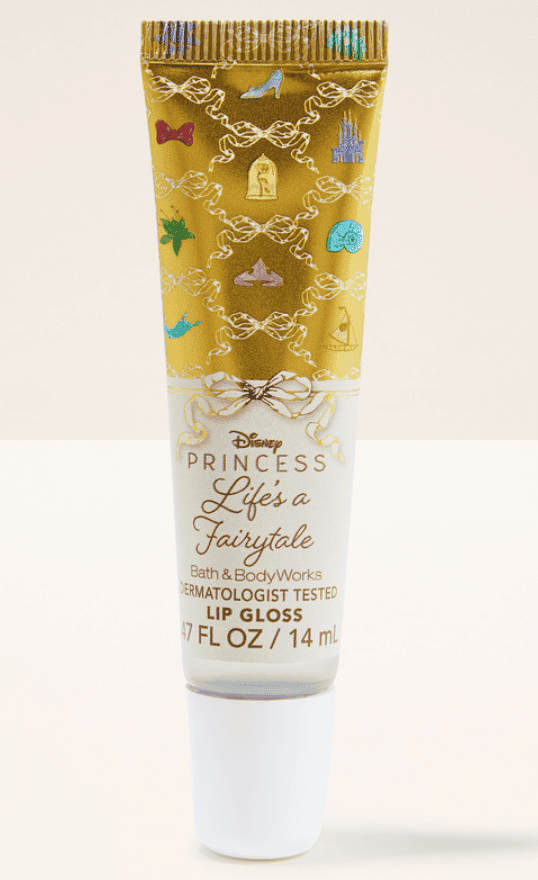 Disney Princess Lip Gloss with colorful crown and bow designs.