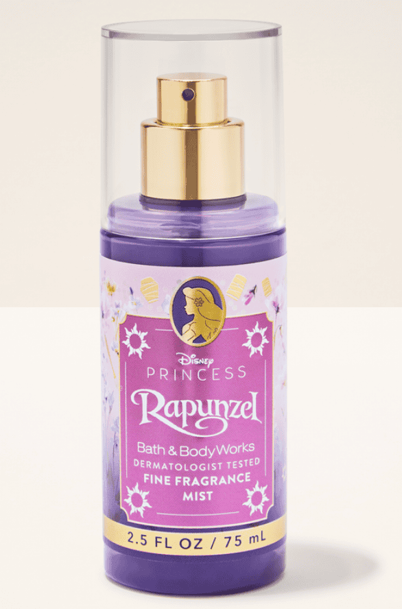 Rapunzel Disney Princess Bath & Body Works mist in purple bottle.