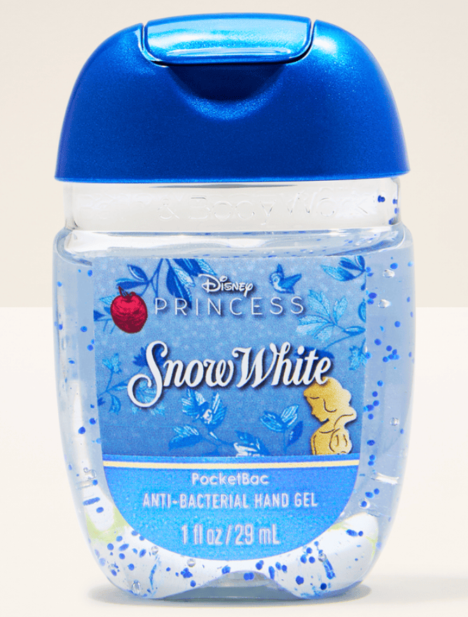 Disney Princess Snow White antibacterial hand gel in a compact bottle.