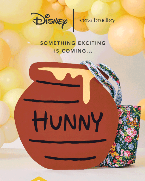 Cute Winnie the Pooh-inspired honey jar with floral tote bag and colorful beads.