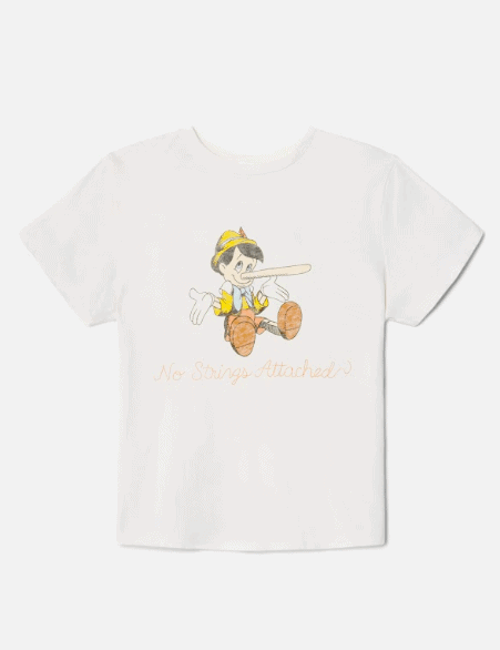 Pinocchio Disney character T-shirt for kids, featuring Pinocchio with a long nose and playful expres.