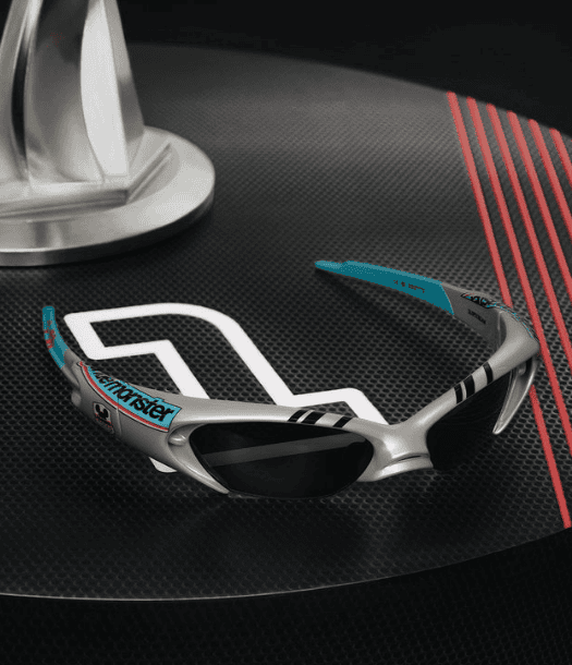 Disney sports sunglasses with black lenses and colorful accents for fans.