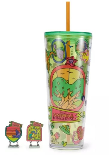 Animal Kingdom themed Disney tumbler with colorful jungle and animal designs.