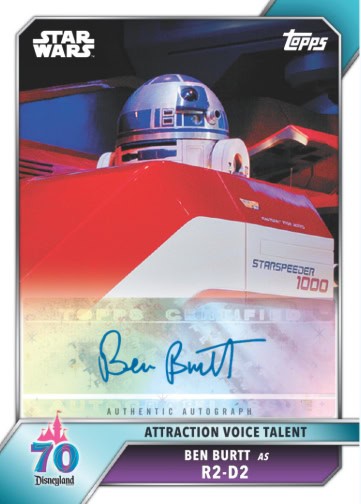 Authentic R2-D2 autograph card from Star Wars memorabilia collection.