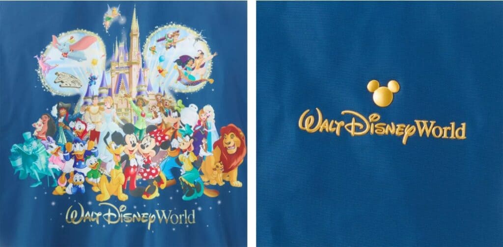 Colorful Disney characters and castle at Walt Disney World theme park.