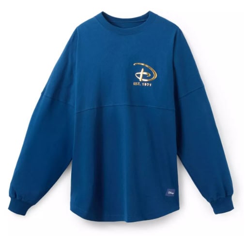 Blue Disney sweatshirt with logo and "EST. 1971" text, casual and stylish.