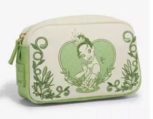 Makeup bag featuring a Disney Princess illustration with floral accents. Perfect for fans of Disney.