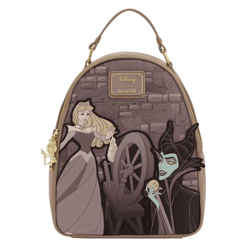 Disney Sleeping Beauty and Maleficent backpack featuring characters and design details.