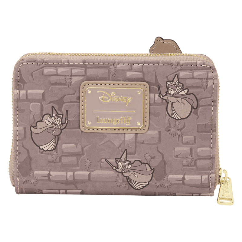 Disney Sleeping Beauty & Maleficent wallet with fairy illustrations and gold accents.