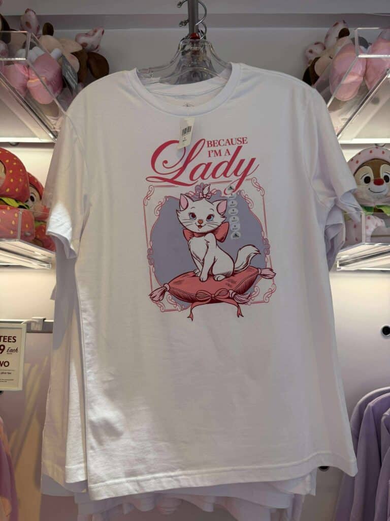 White T-shirt with a cute lady cat illustration and "Because I'm a Lady" text.