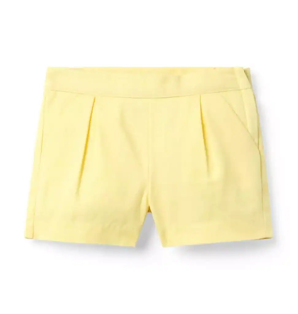 Bright yellow girls' shorts perfect for spring and Easter celebrations. Stylish, comfortable, and id.