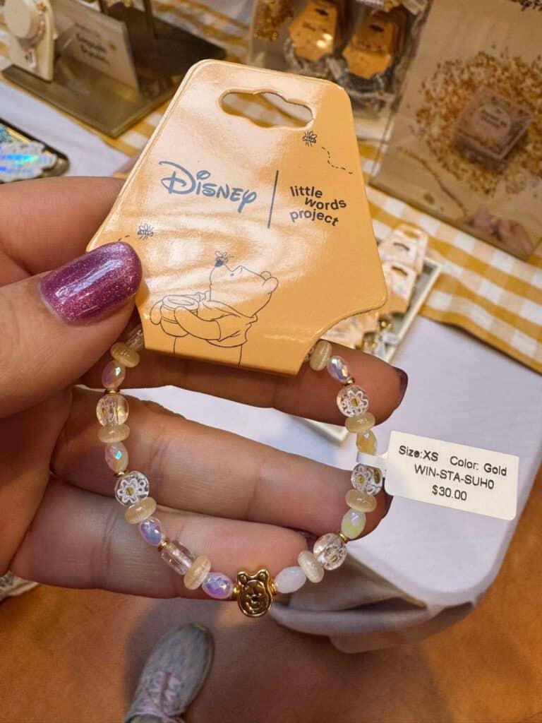 Disney Little Words Project bracelet with pearl beads and Disney character charm.