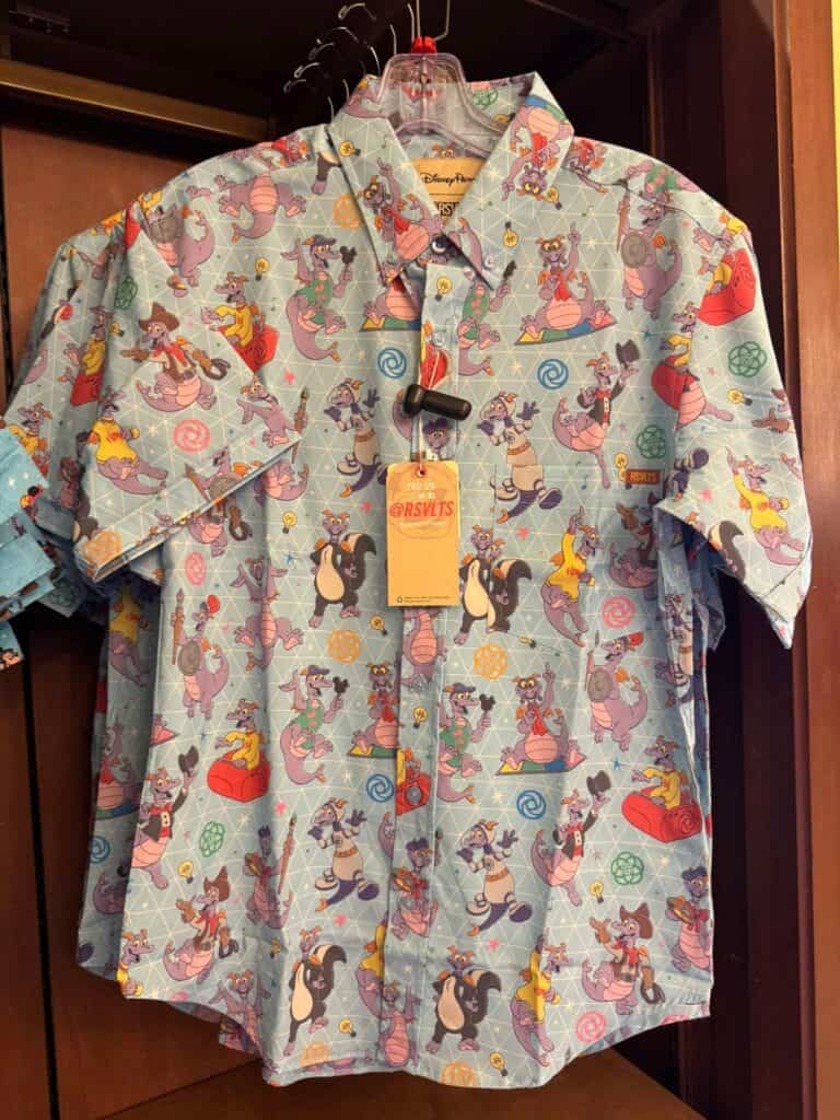 Colorful Disney character print button-up shirt for men, casual wear.