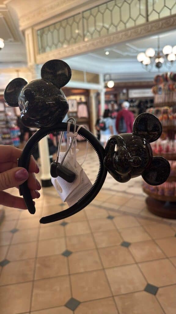 Black Mickey Mouse headband with ears, perfect Disney fashion accessory.
