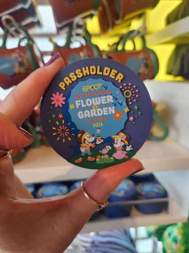 Disney Flower Garden Festival passholder badge at EPCOT.