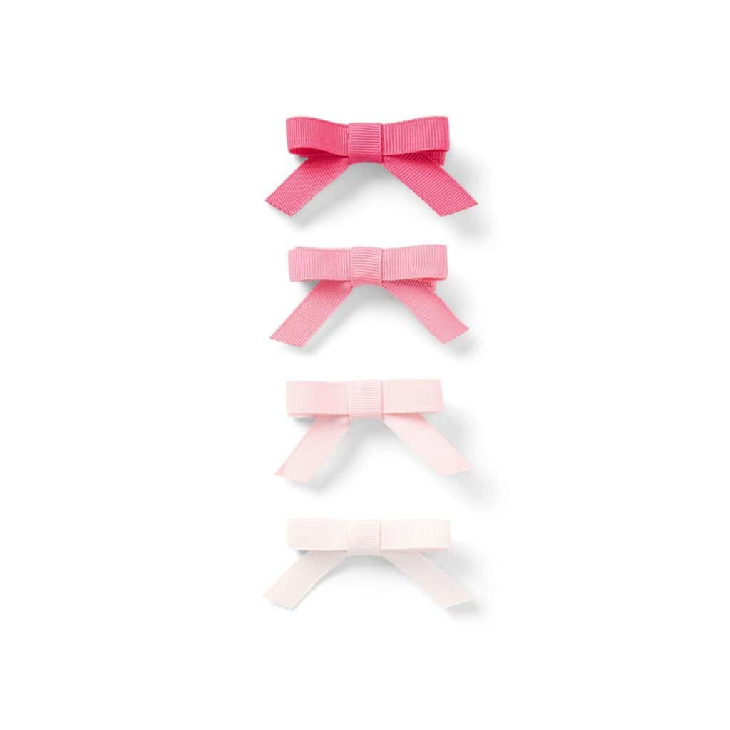 Pink and white baby hair bows for mommy and me matching accessories.