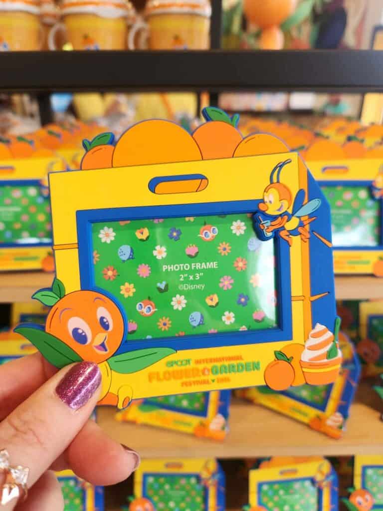 Colorful Disney-themed photo frame with characters and floral design.