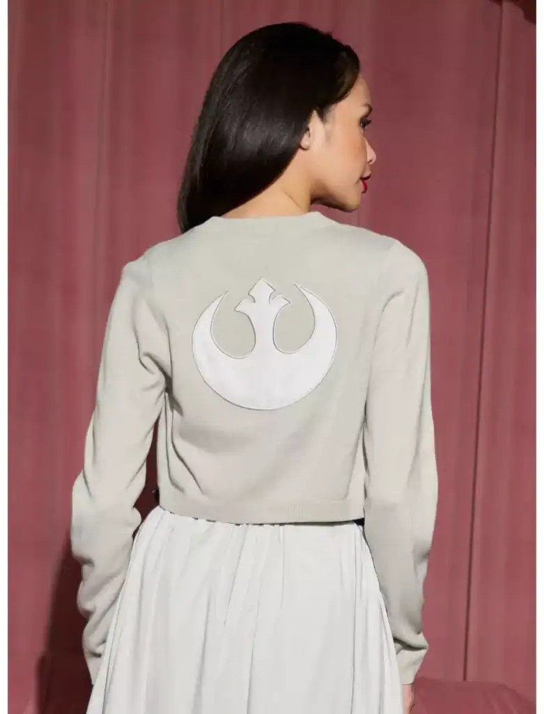 Rebel Alliance logo sweater featuring a large white emblem on the back, perfect for Disney and Star.