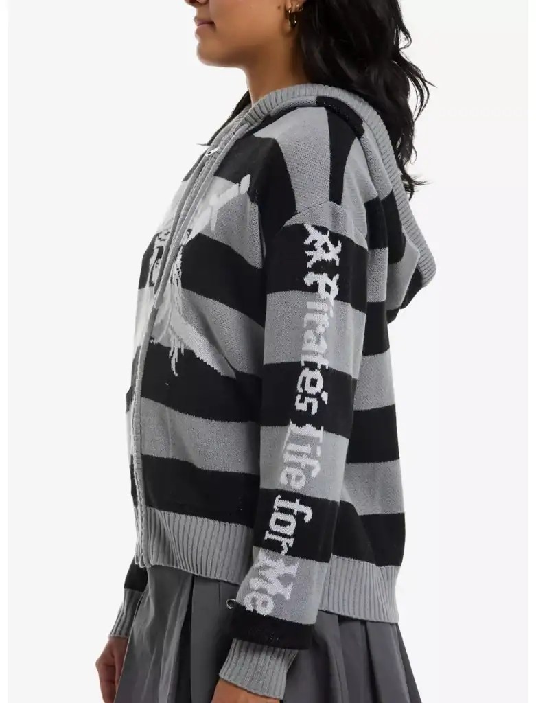 Hooded Disney-themed striped hoodie with "Disney" text on sleeve, casual and stylish.