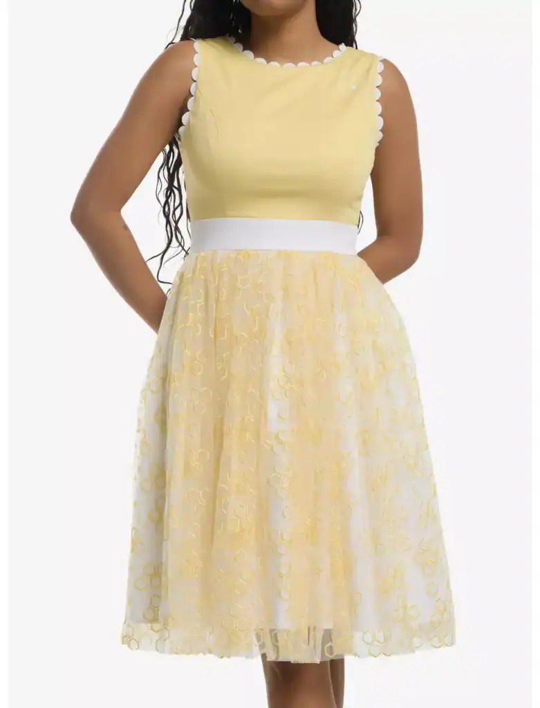 Disney fashion dress with lace and floral accents, perfect for fans.