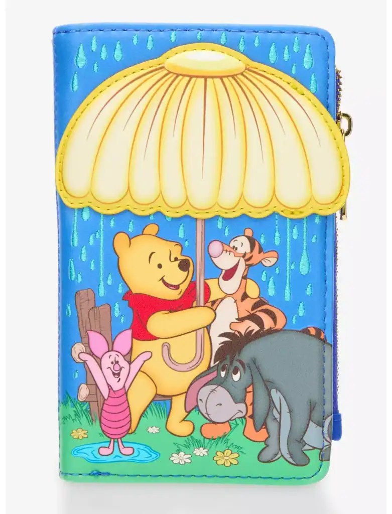 Rainy day Winnie the Pooh wallet with umbrella and friends.